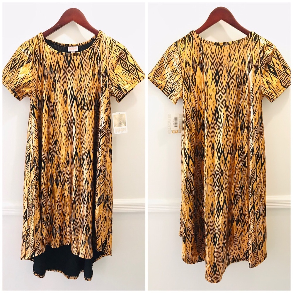 NWT Lularoe Elegant Carly Dress XS black metallic